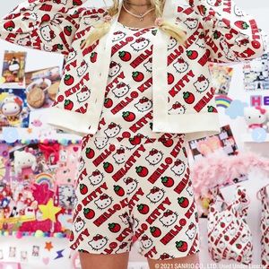 Dumbgood Hello Kitty strawberry tank, cardigan, shorts and bonus free socks!